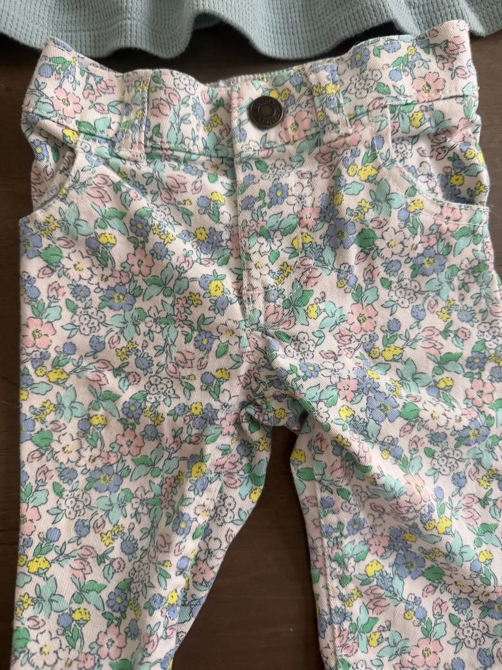 Carter's/Old Navy Baby Girls 3M 2pc Cotton Floral Waffle Top Jeans Set